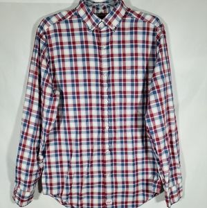 VINEYARD VINES RED BLUE PLAID CLASSIC FIT MURRAY SHIRT BUTTON DOWN